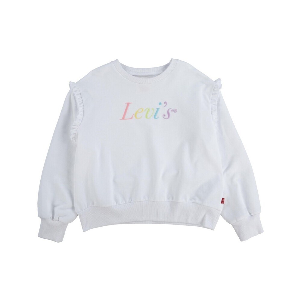 Levi's Sweatshirt Big Girls Medium White Ruffle Balloon Sleeve Crew Neck RED580